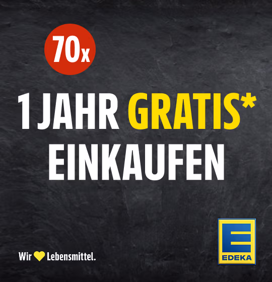 70x 1 Jahr gratis* einkaufen bei EDEKA